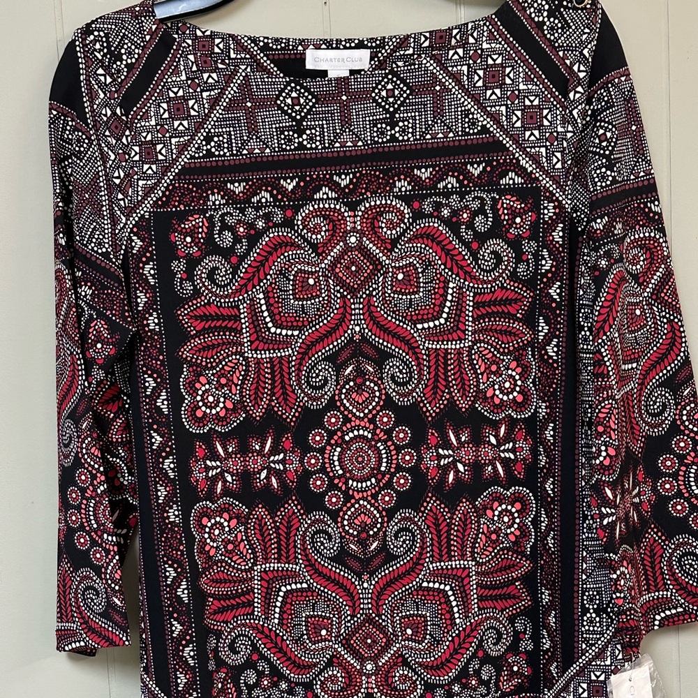Dressy/Casual Top with multi-colored design